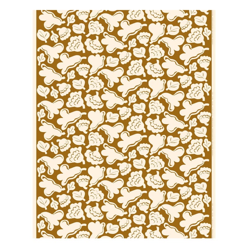 Marimekko Tessuto in cotone Pieni Kukasta, bronzo - bianco sporco