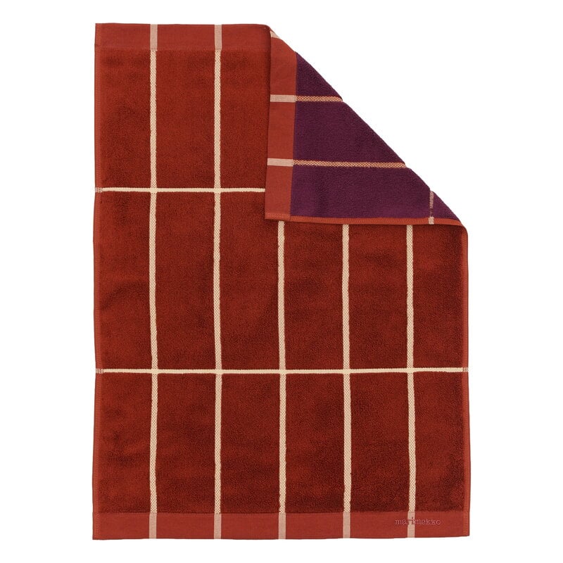 Marimekko Tiiliskivi hand towel, 50 x 70 cm, brick - plum - hay