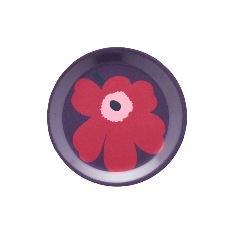 Marimekko Unikko coaster, plum - cranberry - rose | Finnish Design