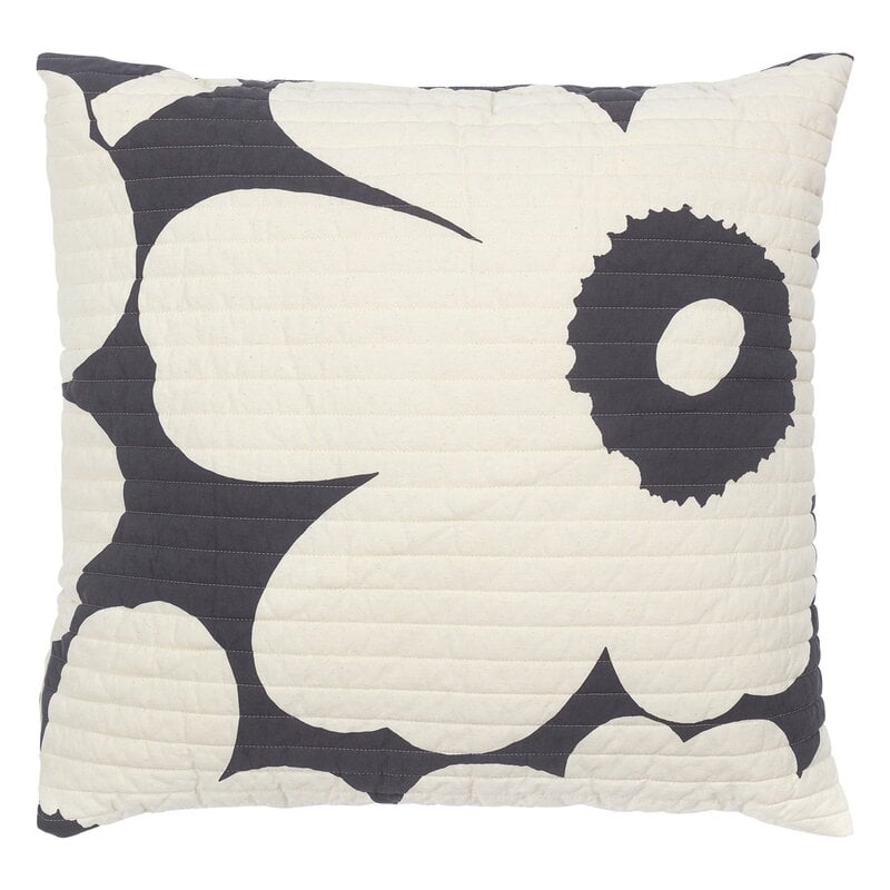 Marimekko Unikko tyyny, 60 x 60 cm, hiilenharmaa - luonnonvalkoinen |  Finnish Design Shop