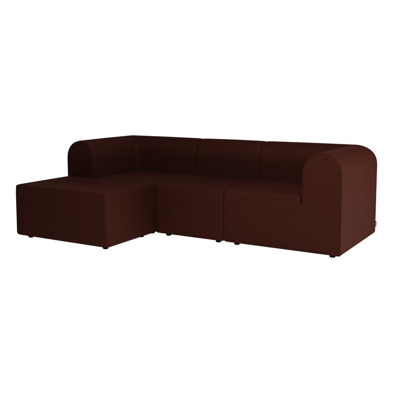 Montana Furniture Paradigm three-seater sofa with pouffe, left, Nobel 61300 red brown, product image