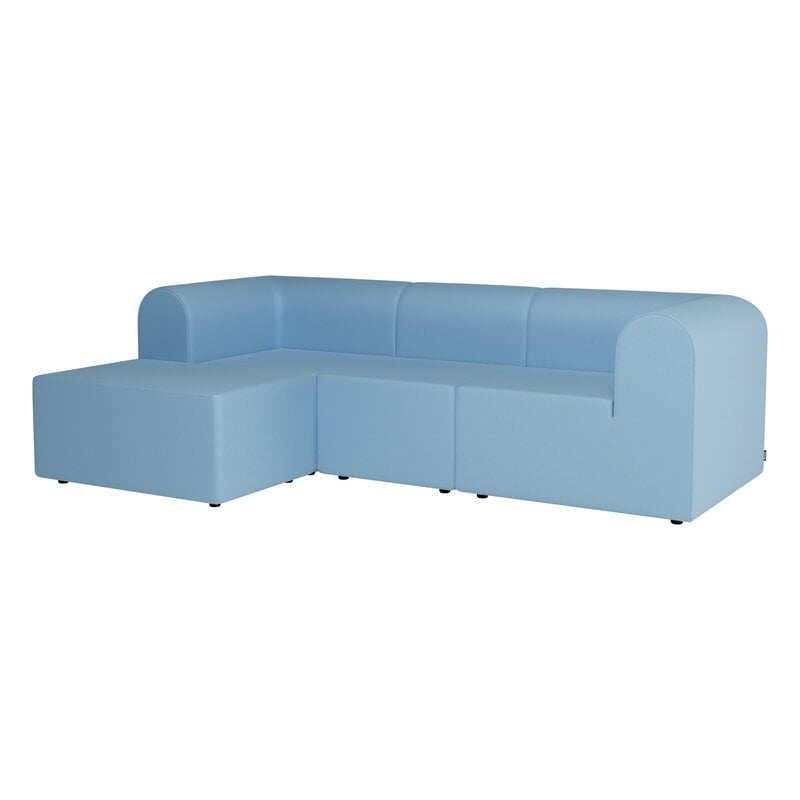 Montana Furniture Paradigm three-seater sofa with pouffe, left, Nobel 66266 light blue, product image