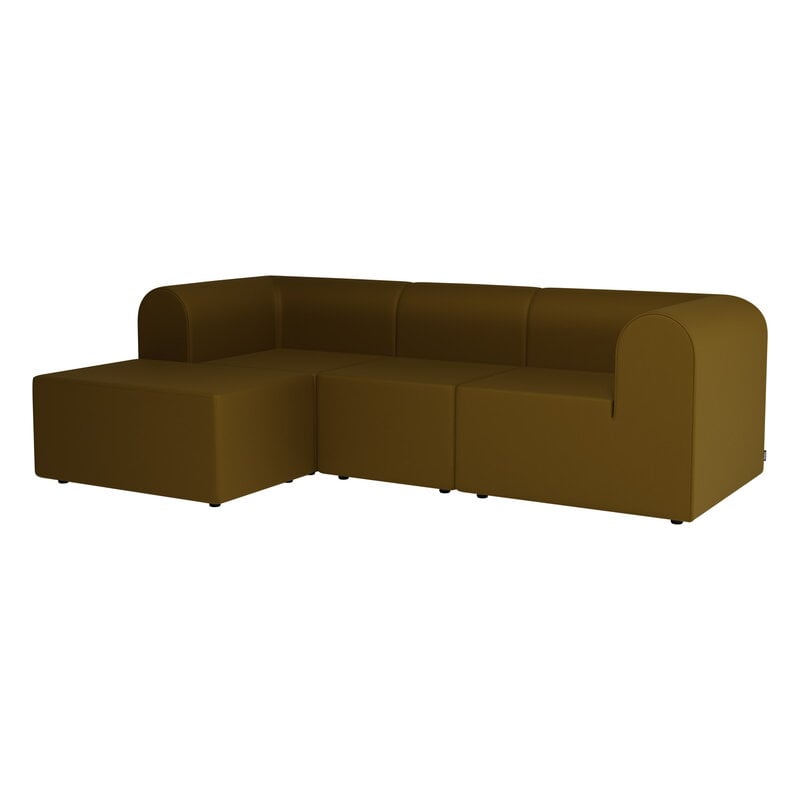Montana Furniture Paradigm three-seater sofa with pouffe, left, Steelcut 985 olive green, product image