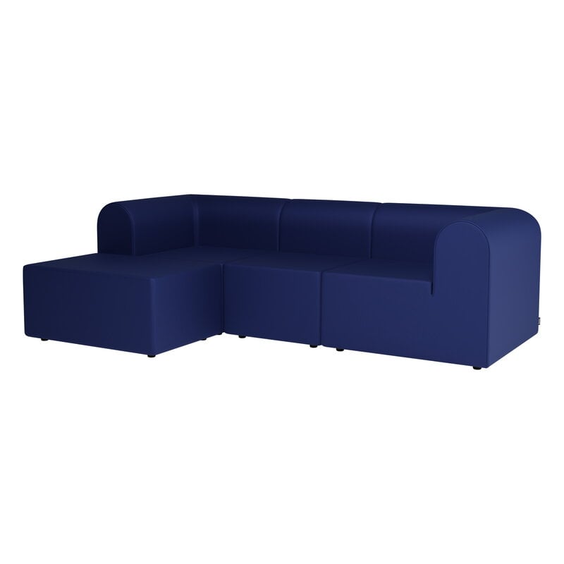 Montana Furniture Paradigm three-seater sofa with pouffe, left, Sabi 771 dark blue, product image