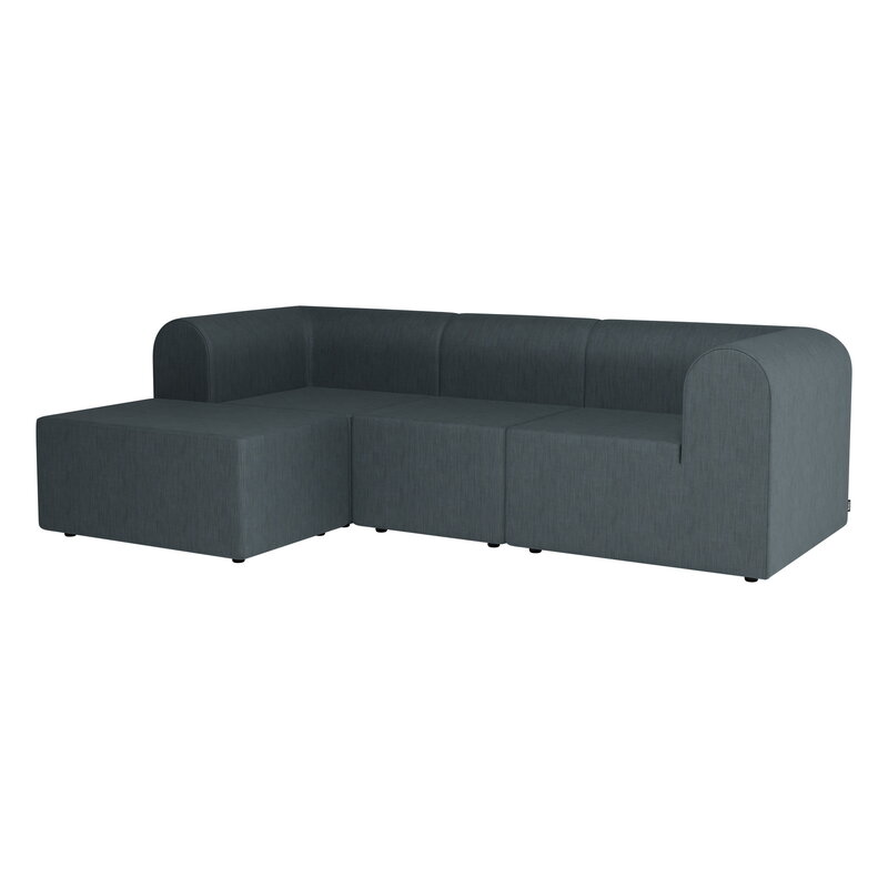 Montana Furniture Paradigm three-seater sofa with pouffe, left, Technicolour 0860 blue grey, product image