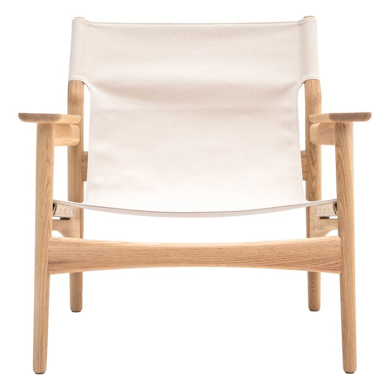 Karimoku Case N-LC02 lounge chair, lacquered oak - natural canvas