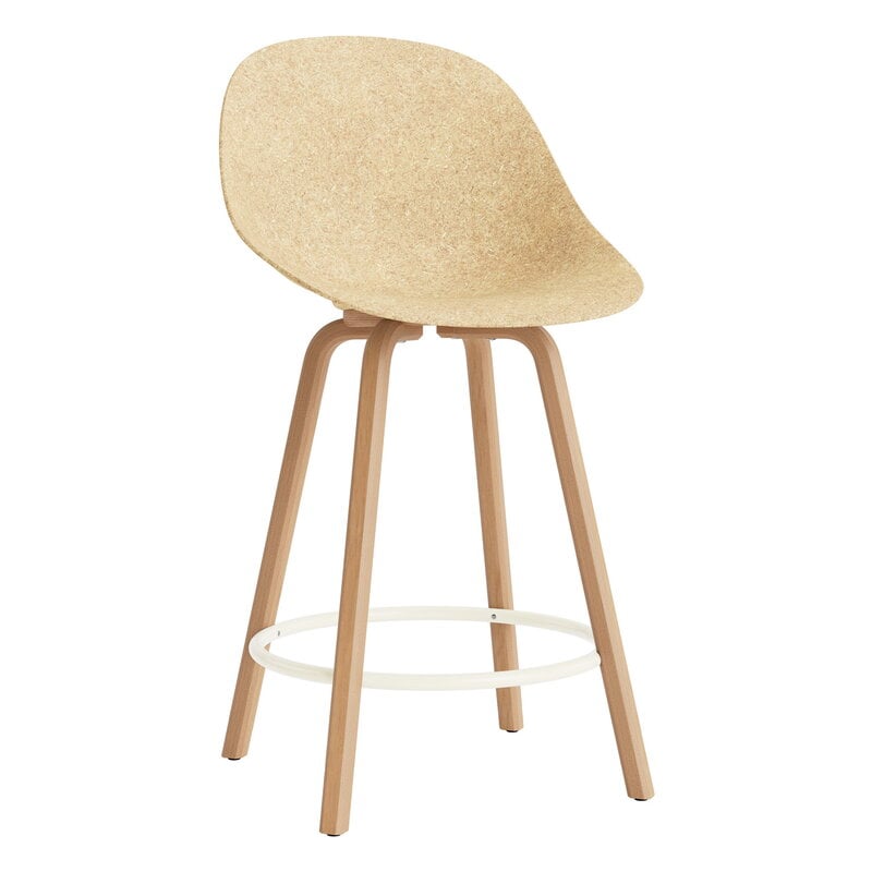 Normann Copenhagen Mat Barhocker, 65 cm, Buche - Creme Stahl - Hanf, produktbild