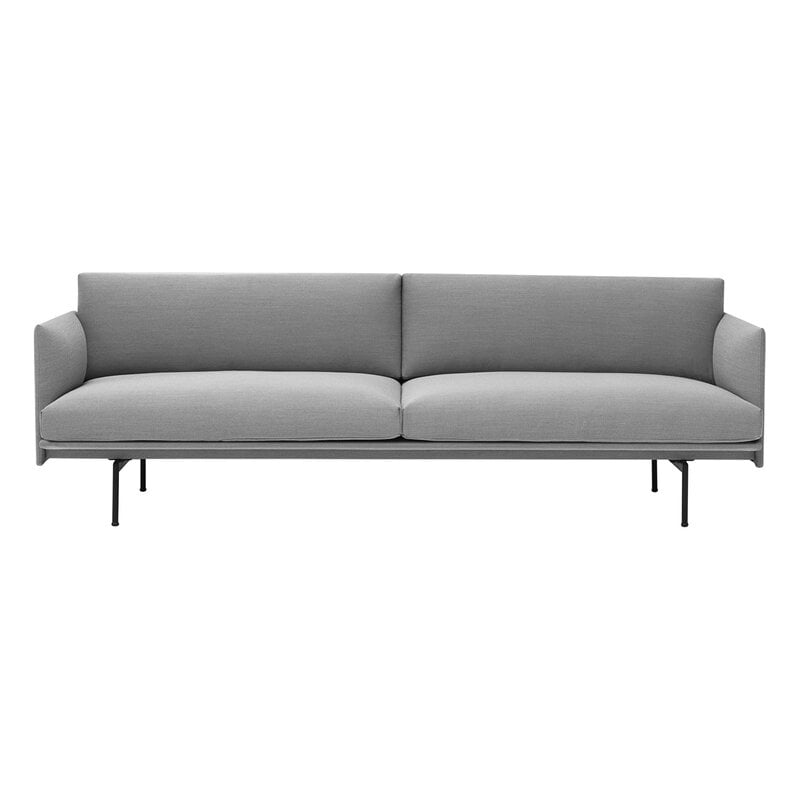 Muuto Outline sofa, 3-seater, black metal - Steelcut Trio 133, product image