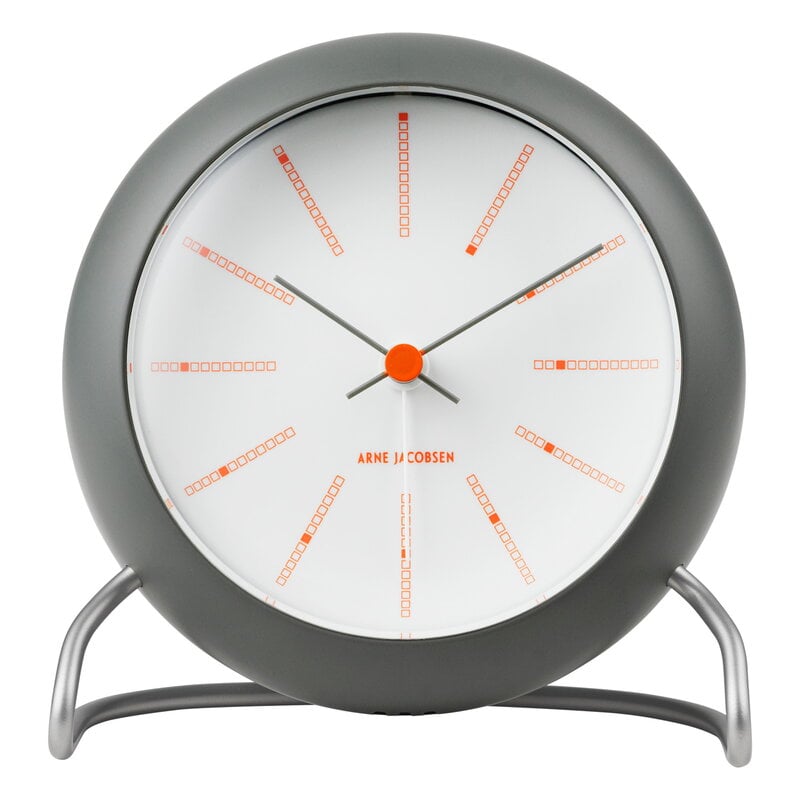 Arne Jacobsen Aj Bankers Table Clock, Dark Alarm Clock