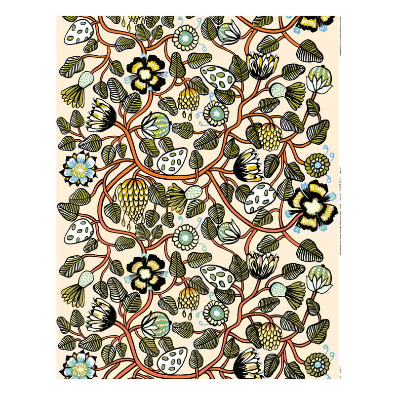 Marimekko Tessuto in cotone Tiara, sabbia - arancione - verde, immagine prodotto