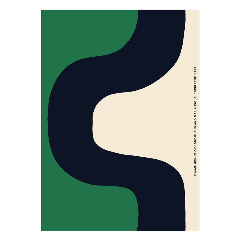 Marimekko Seireeni poster, 50 x 70 cm, green dark blue Finnish