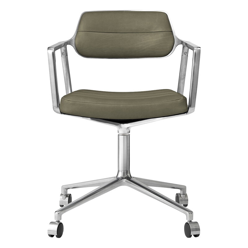 Vipp 453 Swivel tuoli, kiillotettu runko - bosco nahka, pyörät, näkymä 1