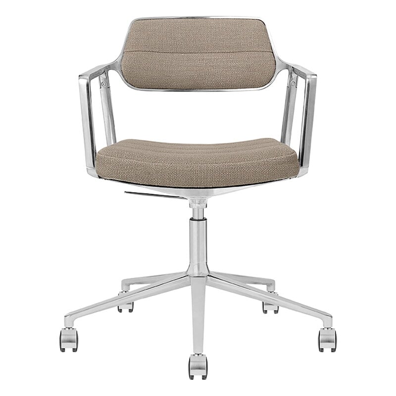 Vipp 453+ Silla giratoria, estructura pulida - Tide dark sand, con ruedas, imagen del producto