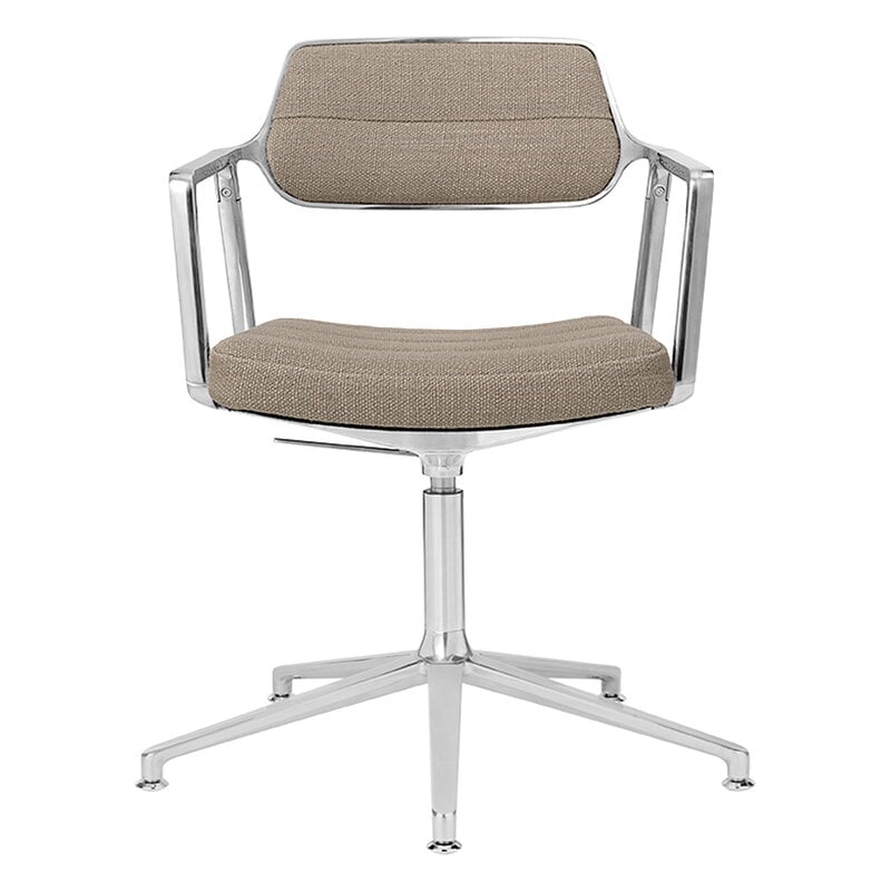 Vipp 453+ Swivel chair, polished frame - Tide dark sand, with gliders, product image