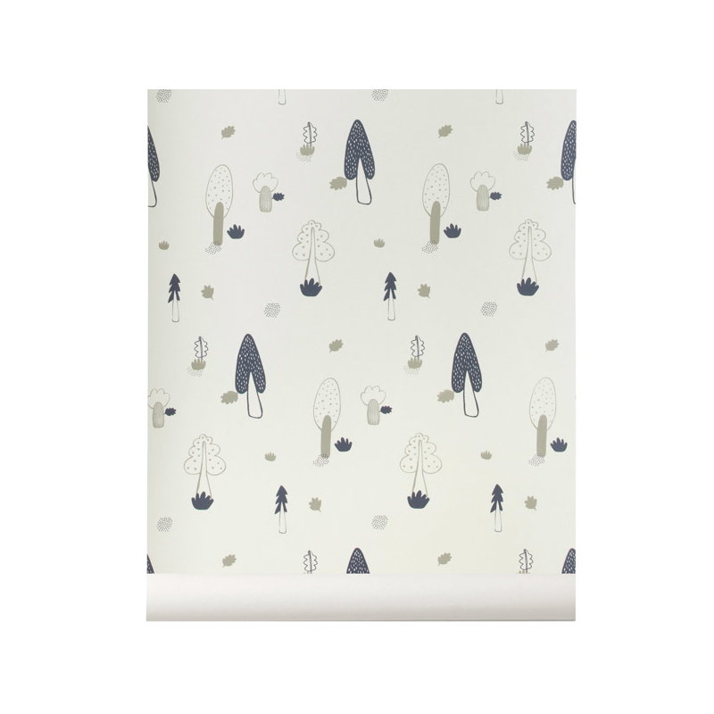 Ferm Living Forest wallpaper, blue/beige | Finnish Design Shop