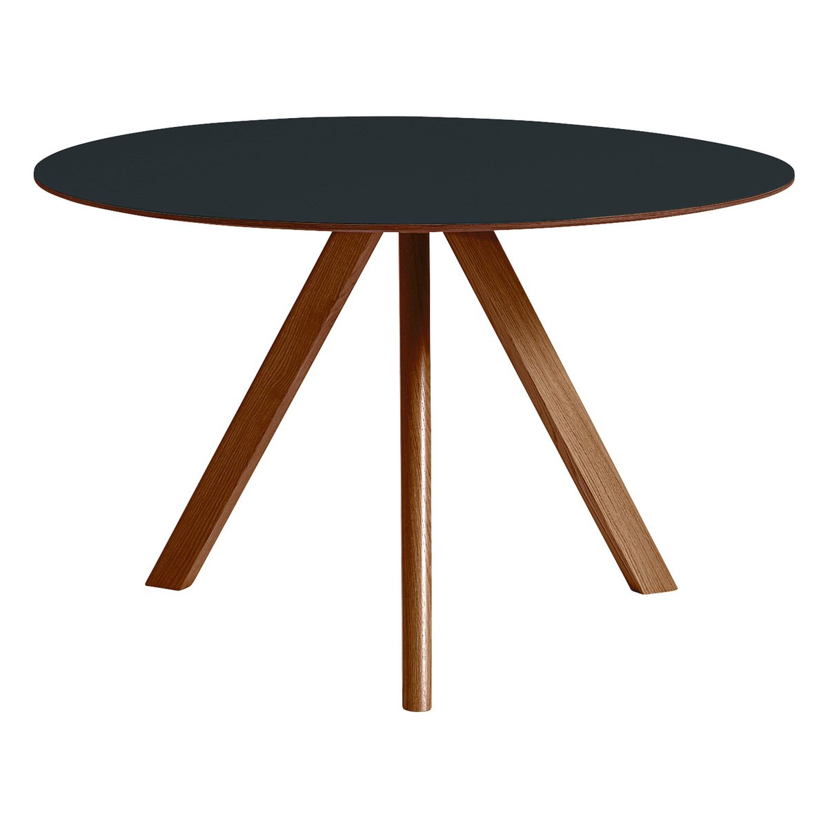 HAY CPH20 round table, 120 cm, lacquered walnut - dark grey lino | Pre ...