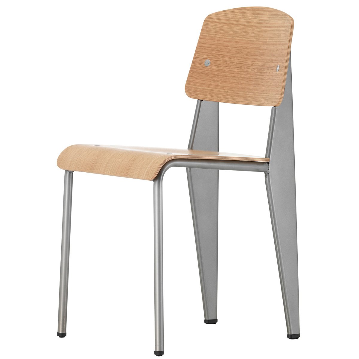 Vitra Standard chair, Prouvé Métal Brut oak Preused design Franckly