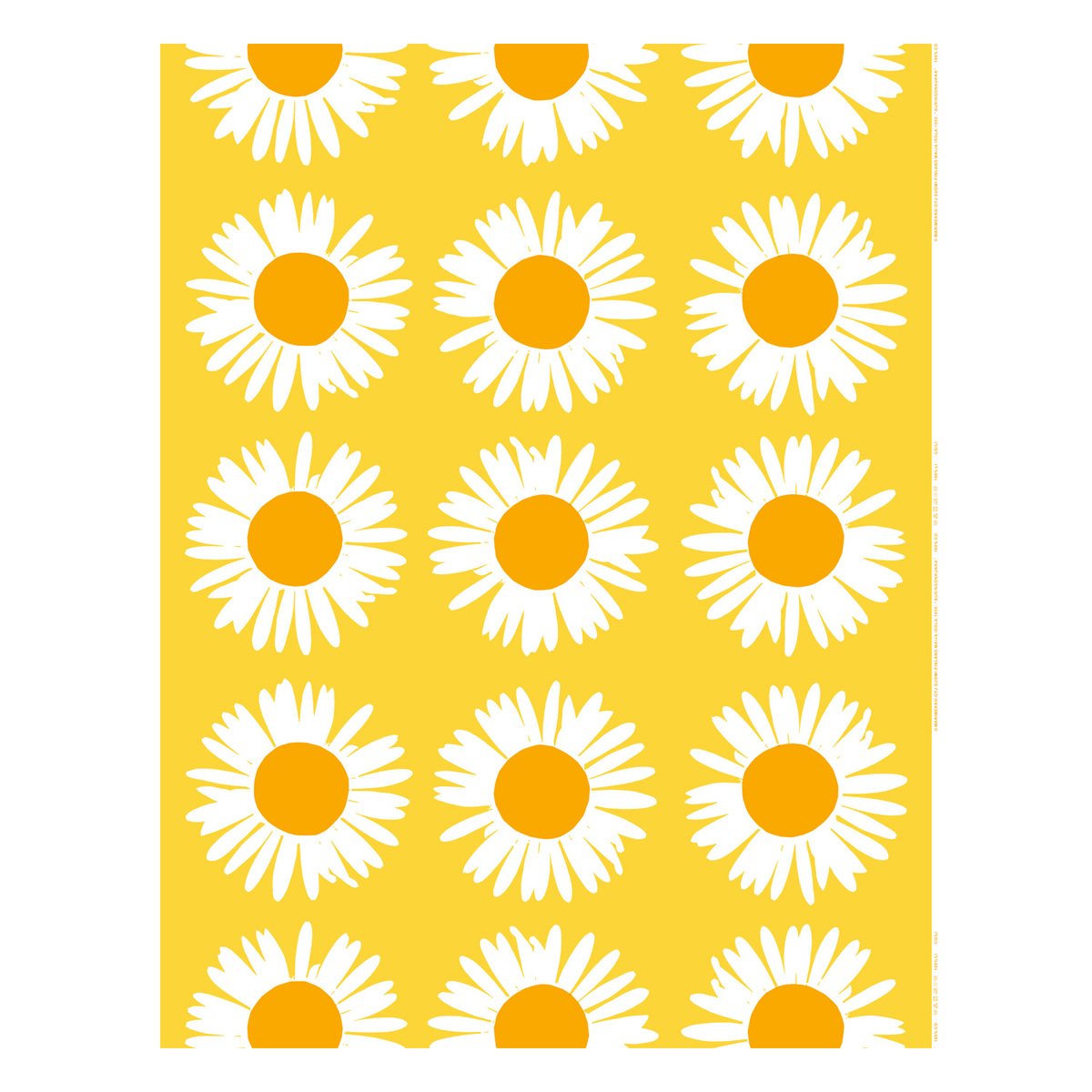 Marimekko Auringonkukka pinnoitettu kangas, keltainen-valkoinen