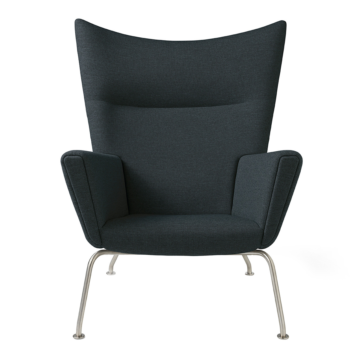 Carl Hansen & Søn CH445 Wing lounge chair, stainless steel - dark grey ...