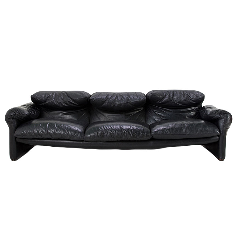 Cassina Maralunga 3-seater sofa, black | Pre-used design | Franckly