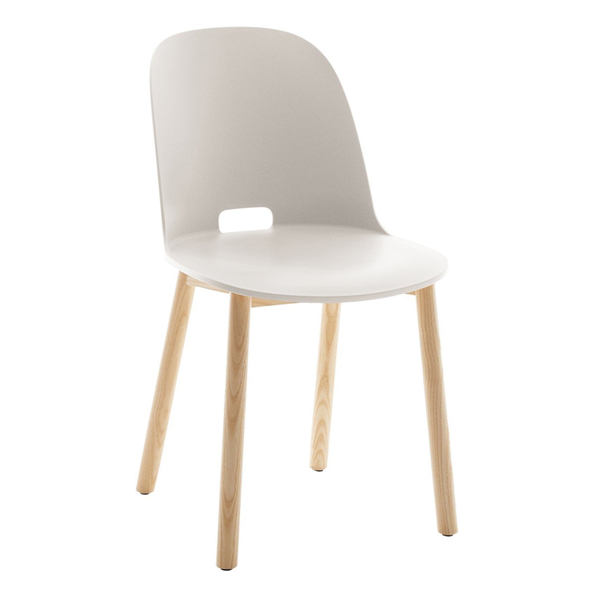 Emeco Alfi Chair High Back White Seat, White Chair Wooden Legs Ikea