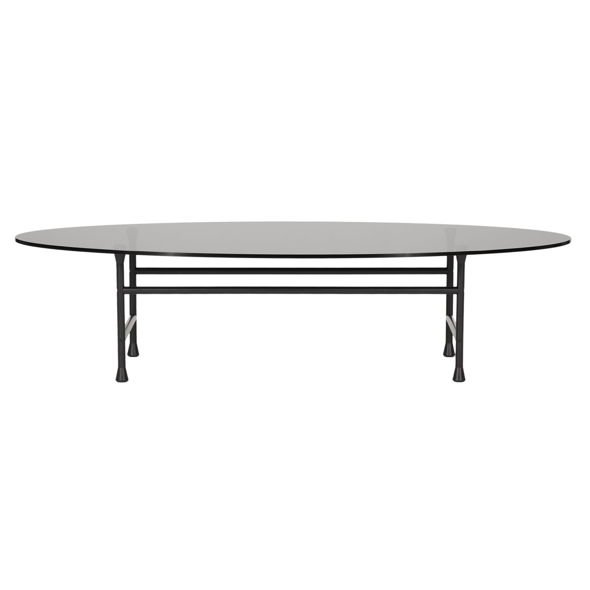 Basta Forte pöytä, ovaali, harmaa lasi - musta | Käytetty design | Franckly
