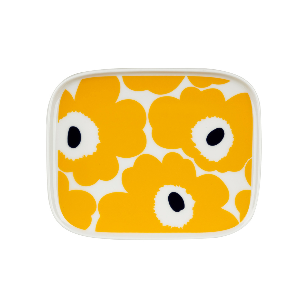 marimekko-oiva-unikko-plate-15-x-12-cm-white-yellow-dark-blue