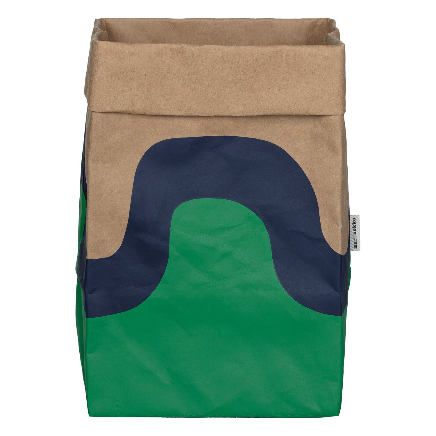 Marimekko Seireeni pouch, green - dark blue - brown paper