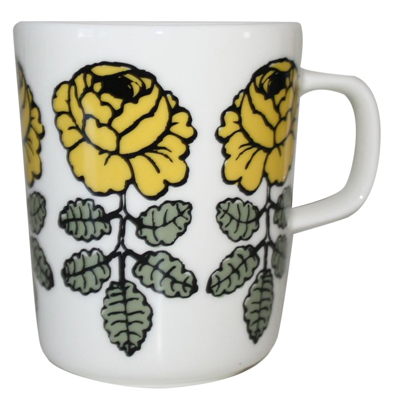 Marimekko Oiva - Vihkiruusu mug 2,5 dl, white - yellow | Pre-used design |  Franckly