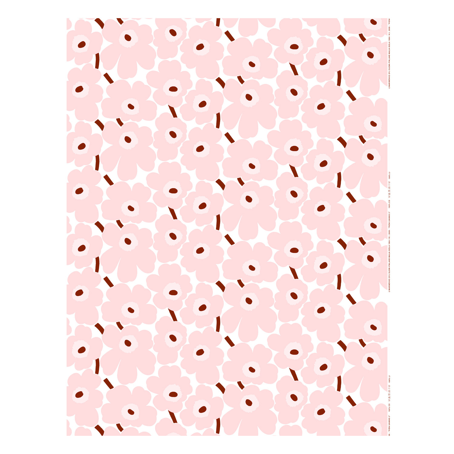 Marimekko Mini Unikko cotton fabric, white - pink - brown
