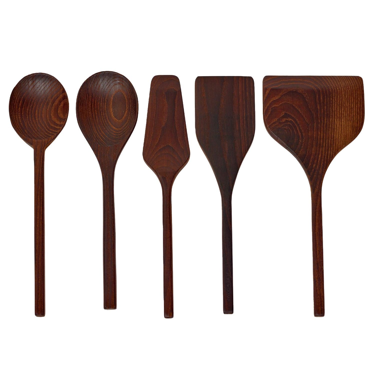 Pure utensils set, set of 5, dark brown ash