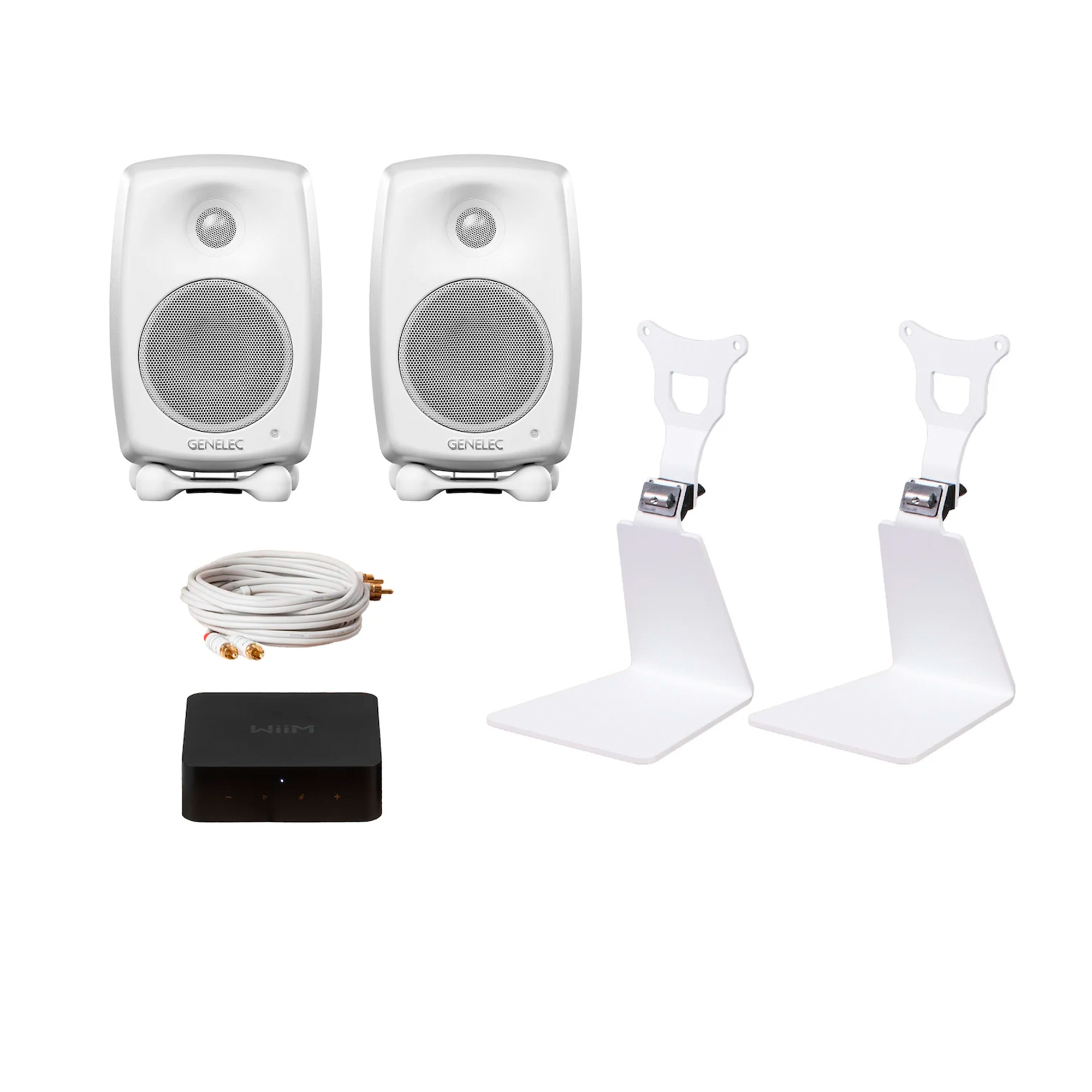 【美品・ペア】GENELEC G2 アクティブ/2台セット / 国内正規品・白 StereoPairForTV_white_2000x200
