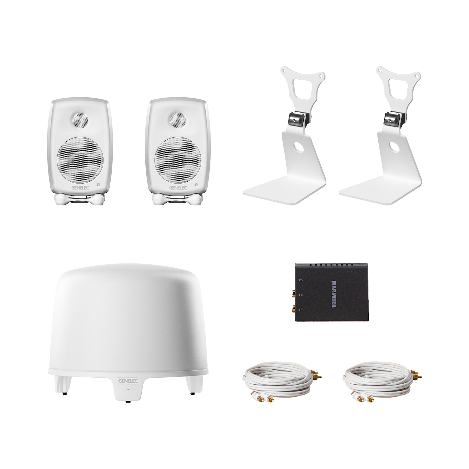 GENELEC G One 白ペア　美品　OYAIDE RCAケーブルセット StereoPairSubwooferforTV_white