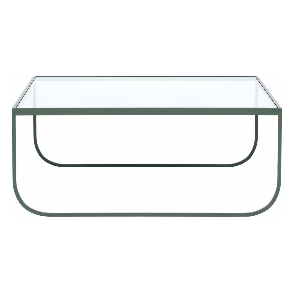 Asplund Tati coffee table, 90 cm, high, green khaki clear glass