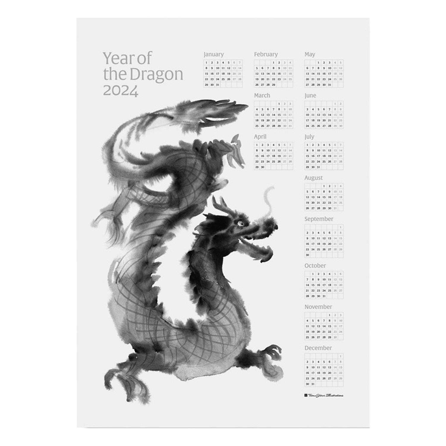 Teemu J rvi Illustrations Year Of The Dragon Poster Calendar 2024 50 X 